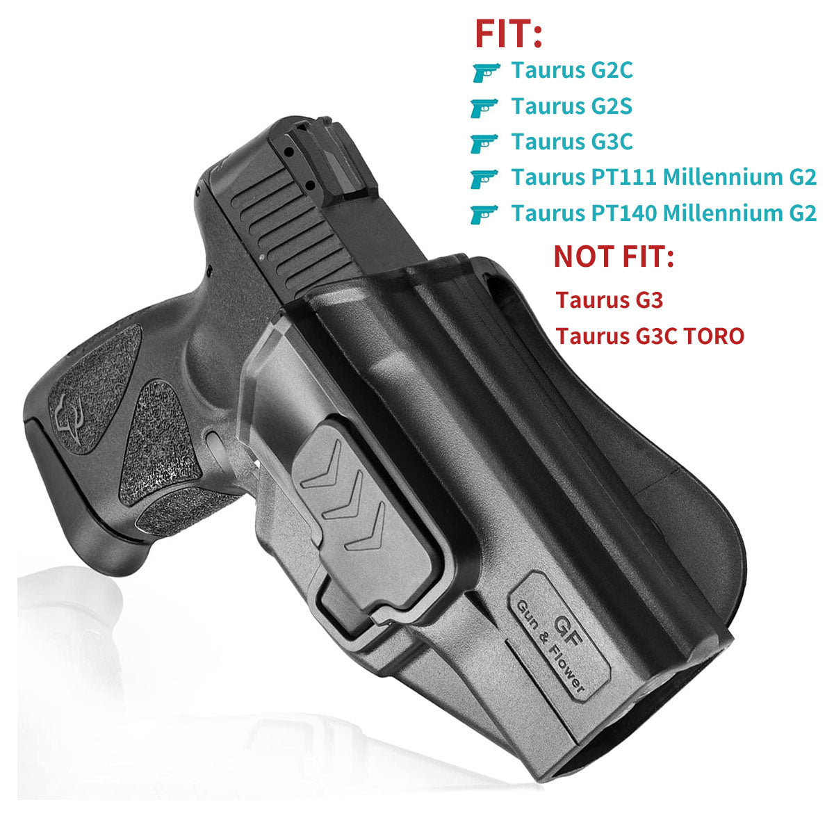 Taurus G2C Taurus G3C Taurus G3C TORO Taurus PT111 Millennium G2 Taurus PT140 Millennium G2 Polymer OWB Paddle Holster Left/Right Hand| Gun & Flower