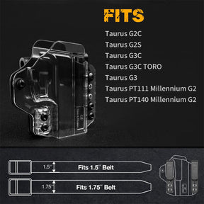 Crystal Clear IWB & OWB Convertable Polymer Holster for Taurus G2C Taurus G2S Taurus G3C Taurus G3C TORO Taurus G3 Taurus PT111 Millennium G2 Taurus PT140 Millennium G2 | Gun & Flower Gun & Flower