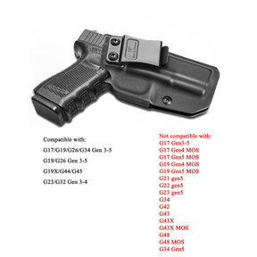Glock 19 Gen3-5  G19X  G23 Gen3-4  G26 Gen3-5   G32 Gen3-4  G44  G45 Carbon Fiber Kydex IWB Holster , Right Hand | Gun & Flower
