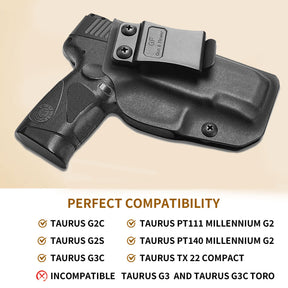 Taurus G2C Taurus G2S Taurus G3C Taurus PT111 Millennium G2 Taurus PT140 Millennium G2 Taurus TX 22 COMPACT IWB Kydex Holster | Gun & Flower Gun & Flower