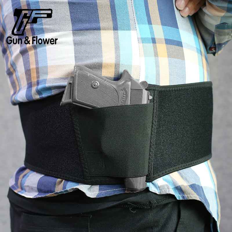 Portable Gun Belts Holster, Black Neoprene Belly Band, Tactical Gun Holster Waist Belt for Concealed Carry