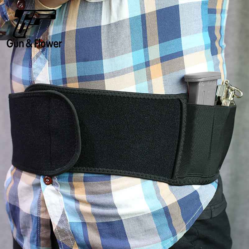 Portable Gun Belts Holster, Black Neoprene Belly Band, Tactical Gun Holster Waist Belt for Concealed Carry