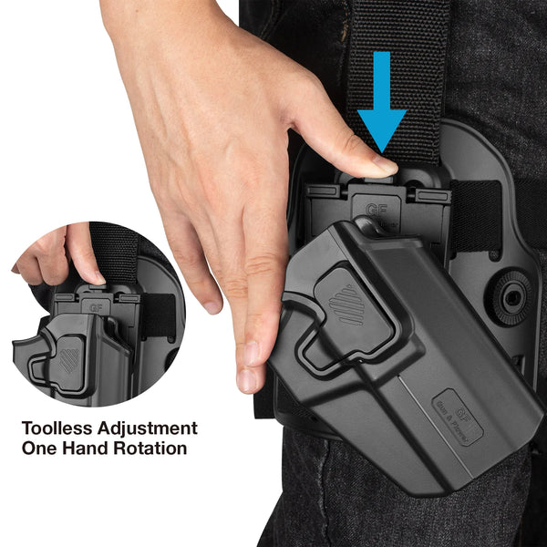 Drop Leg System with OWB Index Finger Release Holster, Fit Smith & Wesson M&P 9mm/.40 M2.0 Full Size 4.25'' and M2.0 Compact 4'', Tactical Thigh Holster, Right Hand | Gun & Flower