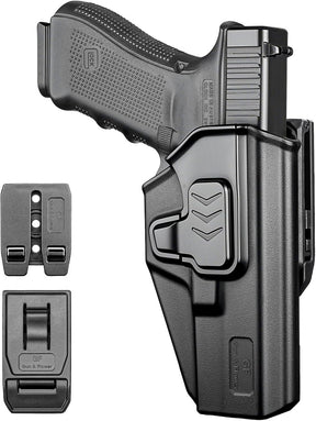 GUN & FLOWER OWB Holster Fits Glock 17 Gen 3-5, Glock 22/31 Gen 3-4, Glock 44/45, Outside Waistband Carry Belt Clip w/Molle Adapter, Level II Index Finger Release, 360 Degrees Adjustable, Right Hand
