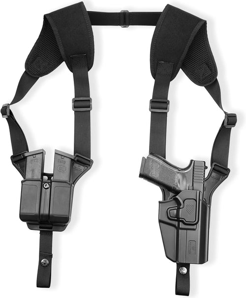 Hanmade Universal Leather Shoulder Concealed Holster with Double Mag H