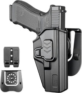 GUN & FLOWER OWB Paddle Holster Fits Glock 17 Gen3-5, Glock 22/31 Gen3-4, Glock 44/45, Outside Waistband Carry Paddle w/Molle Adapter, Level II Index Finger Release, 360 Degrees Adjustable, Right Hand