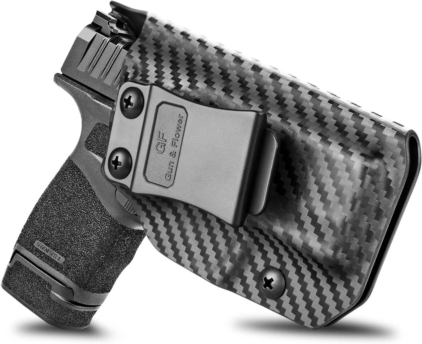 Hellcat Carbon Fiber Texture IWB Kydex Holster, Fit Hellcat 3" Micro-Compact 9mm Pistol, Right Hand | Gun & Flower