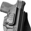 OWB Holster Fits M&P Shield with Integrated Crimson Trace Laser, Index Finger Release, 360 Degrees Adjustable Paddle, Right Hand