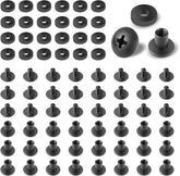 24 Sets Black Chicago Screws for DIY Kydex/Leather Holsters, Clips & Knife Sheaths - Includes Phillips Truss Heads, Slotted Fasteners & Rubber Spacers | Secure Fit, Anti-Loosening