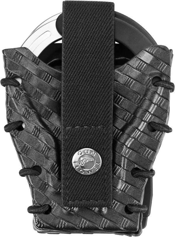 Basketweave Kydex Handcuff Case Fit ASP Handcuffs & Hinged Handcuffs & Chain Handcuffs, Strap Removable&Retention Adjustable,1.5&1.75&2.0&2.25'' Duty Belt | Gun & Flower