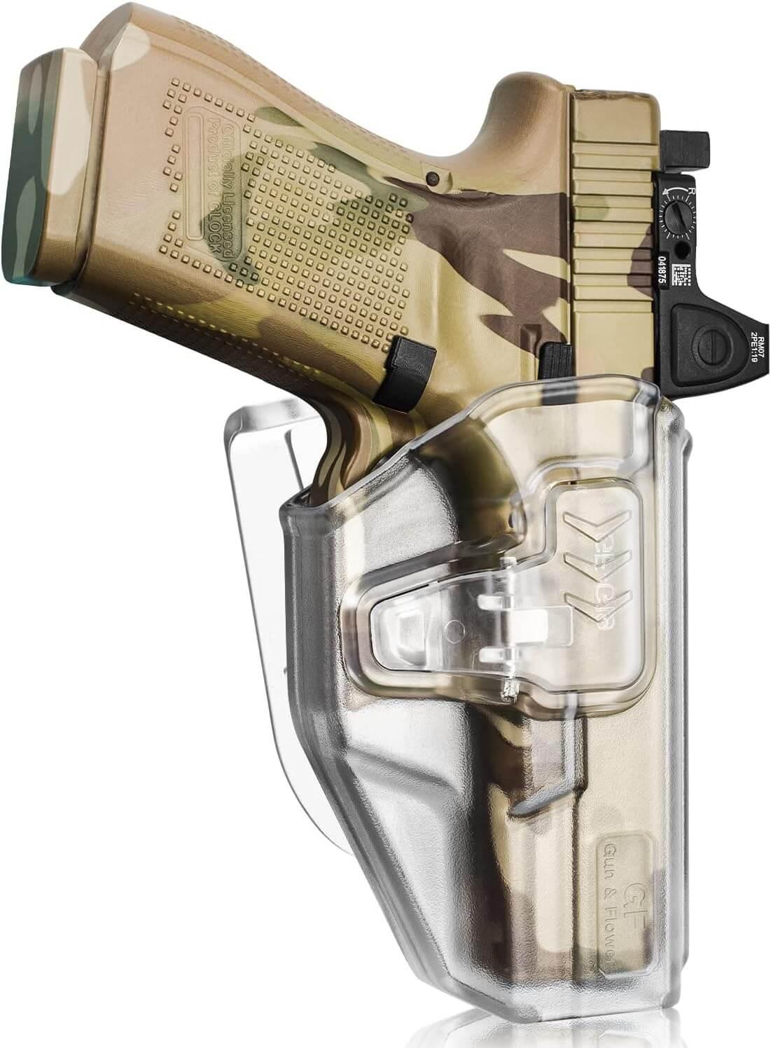 Frosted Clear OWB Polymer Holster for Taurus G2C G3C Millennium G2 PT111 PT140, Right Hand | Gun & Flower