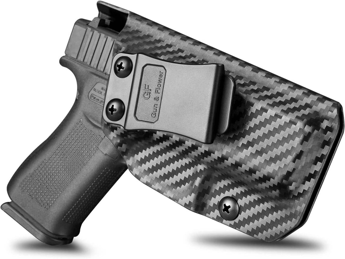 Carbon Fiber Texture Glock 43/43X Kydex IWB Holster Inside Waistband Concealed Carry Right Hand | Gun & Flower