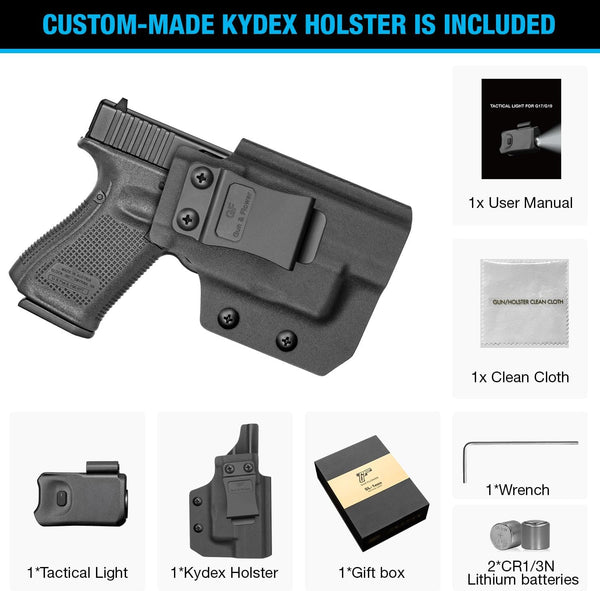 Light and Holster Combo, 150 Lumens light for Glock 19, Kydex Holster Included | Gun&Flower