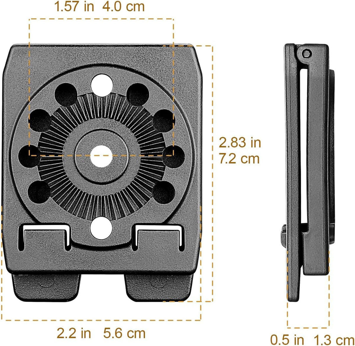 Gun & Flower MOLLE Adapter - Ultra-Strong Compact Gearwheel Design for Holsters, Mag Pouches, Tactical Attachments - Fits 1.5" Belts, Vests & Backpacks