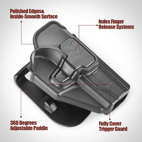 GUN & FLOWER OWB Makarov PM Paddle Holster - Level 2 Index Finger Release, 360° Adjustable Gearwheel Paddle, Fits 1.5" - 2.25" Belts, Optics Cut Ready, Right Hand, Open Muzzle Design (Black)