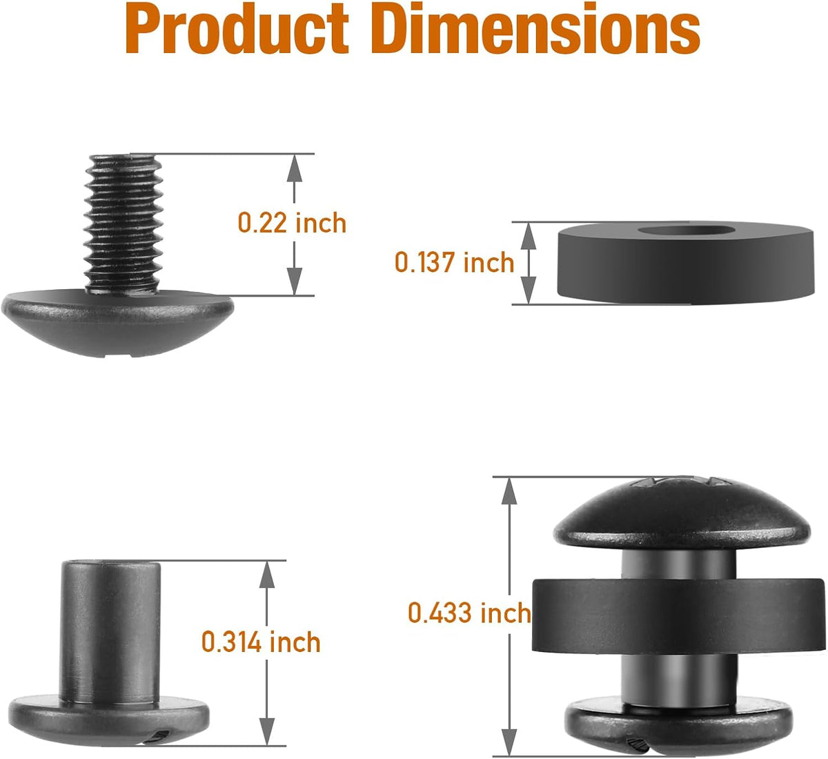 24 Sets Black Chicago Screws for DIY Kydex/Leather Holsters, Clips & Knife Sheaths - Includes Phillips Truss Heads, Slotted Fasteners & Rubber Spacers | Secure Fit, Anti-Loosening