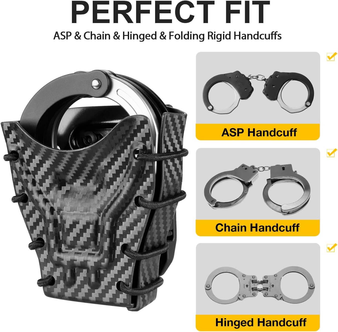 Carbon Fiber Kydex Handcuff Case/holster/holder fit 1.5" 1.75" 2.0 and 2.25'' Belt | Gun & Flower