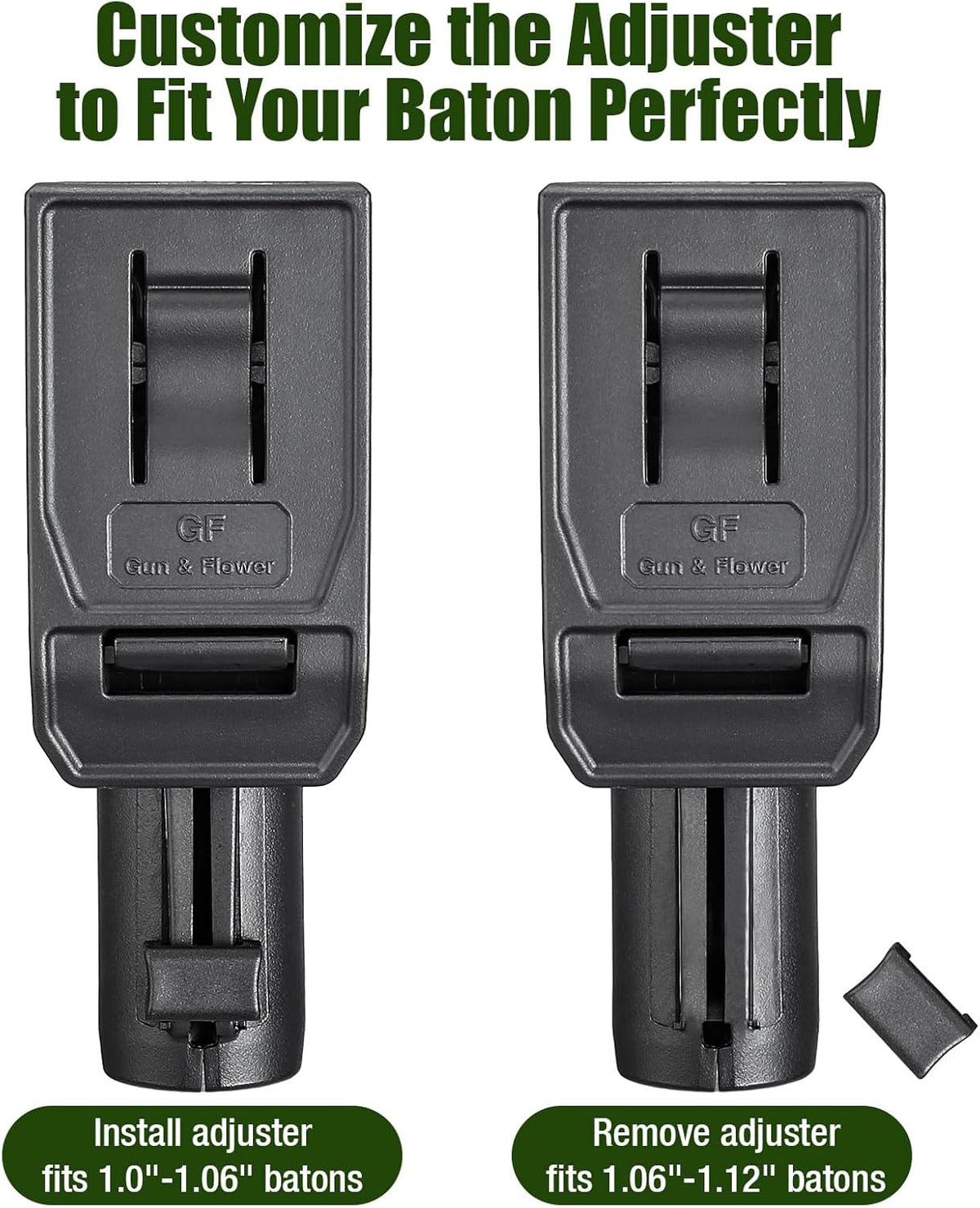 Baton Holder for 1.0 to 1.12 inch Diameter Batons, Expandable Baton Holsters for Duty Belt, 360 Degrees Rotation Tactical Swivelling Baton Pouch, Fits 1.5" 1.75" 2.0" Wide Belt