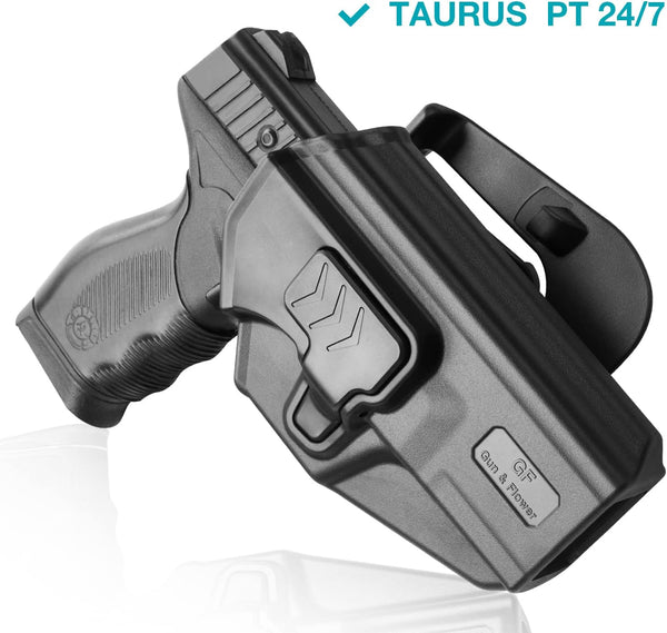 OWB Holster for Taurus PT24/7 Only(Not fit Pro), Outside Waistband Index-Finger Release Holster, 360 Degrees Adjustable, Level II Retention Locking System, Right Hand