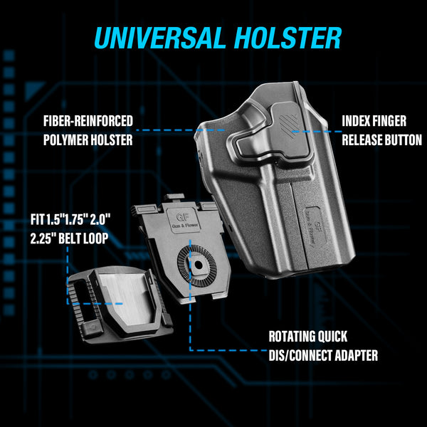 Universal OWB Holster,Fits More Than 100 Pistols, Index Finger Release System, Adj Retention,right hand|Gun & Flower