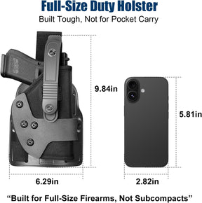 Universal Adjustable Drop Leg Holster - Fits Glock 17 19 22 23 26 Gen3-5, Taurus G2C G3C G3 XL, Beretta 92FS PX4 APX, M&P 9MM Compact, Canik TP9 SF Elite, CZ P07 P09 P10C | Tactical Thigh Platform (No Optic)