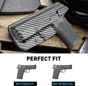 Carbon Fiber Texture M&P Shield 9mm EZ IWB KYDEX Holster, Also Fit M&P 380 Shield EZ, Right Hand | Gun & Flower