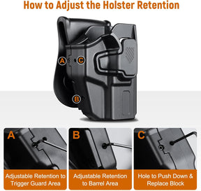 Universal OWB Holster for Compact and Subcompact Pistols, Fit Glock 19/26/43/ 43X/43X Mos, Hellcat pro,Taurus G2C, PSA Dagger Compact and More, Index Finger Release, Right Hand