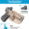 Tan Polymer Universal Level II Index Finger Release with Red Dot Sight Optics Cut, OWB Paddle Holster, Right Hand | Gun & Flower