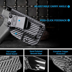 Carbon Fiber Texture Glock 43/43X Kydex IWB Holster Inside Waistband Concealed Carry Right Hand | Gun & Flower