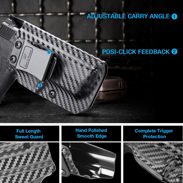 Carbon Fiber Texture M&P Shield 9mm EZ IWB KYDEX Holster, Also Fit M&P 380 Shield EZ, Right Hand | Gun & Flower