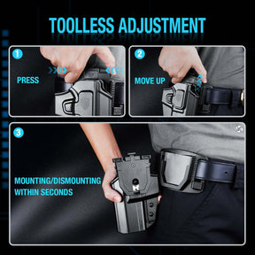 Level II Universal OWB Holster -Quick-attach belt loop,Fits More Than 100 Pistols,Right hand