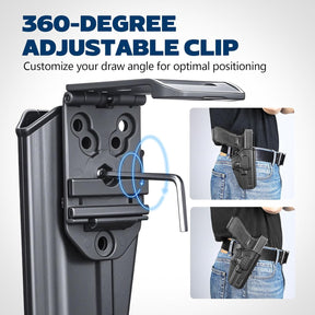 GUN & FLOWER OWB Holster Fits Glock 17 Gen 3-5, Glock 22/31 Gen 3-4, Glock 44/45, Outside Waistband Carry Belt Clip w/Molle Adapter, Level II Index Finger Release, 360 Degrees Adjustable, Right Hand