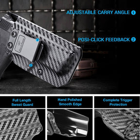 Carbon Fiber Texture Sig Sauer P365/P365 SAS/P365 Micro IWB Kydex Holster, Right Hand | Gun & Flower