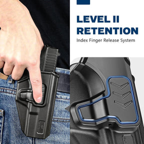 GUN & FLOWER OWB Holster Fits Glock 17 Gen 3-5, Glock 22/31 Gen 3-4, Glock 44/45, Outside Waistband Carry Belt Clip w/Molle Adapter, Level II Index Finger Release, 360 Degrees Adjustable, Right Hand