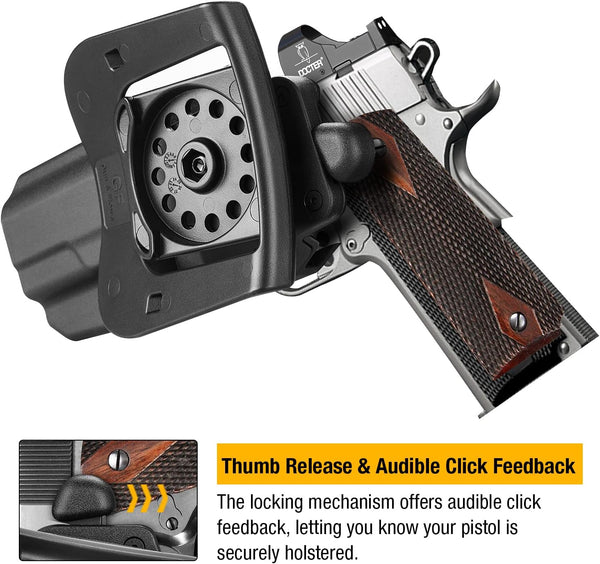 1911 Thumb Release Polymer OWB Paddle Holster, Right Hand  | Gun & Flower