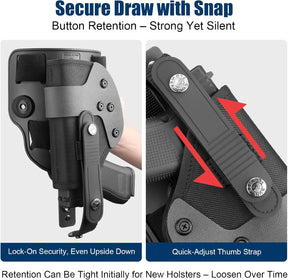 Universal Adjustable Drop Leg Holster - Fits Glock 17 19 22 23 26 Gen3-5, Taurus G2C G3C G3 XL, Beretta 92FS PX4 APX, M&P 9MM Compact, Canik TP9 SF Elite, CZ P07 P09 P10C | Tactical Thigh Platform (No Optic)