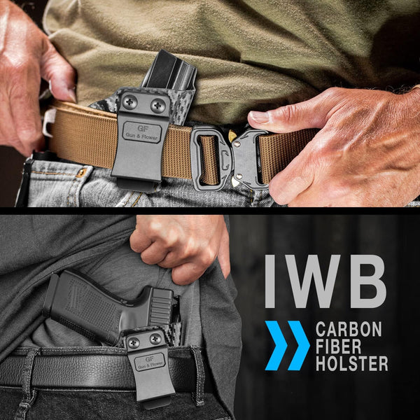 Carbon Fiber Texture Glock 43/43X Kydex IWB Holster Inside Waistband Concealed Carry Right Hand | Gun & Flower