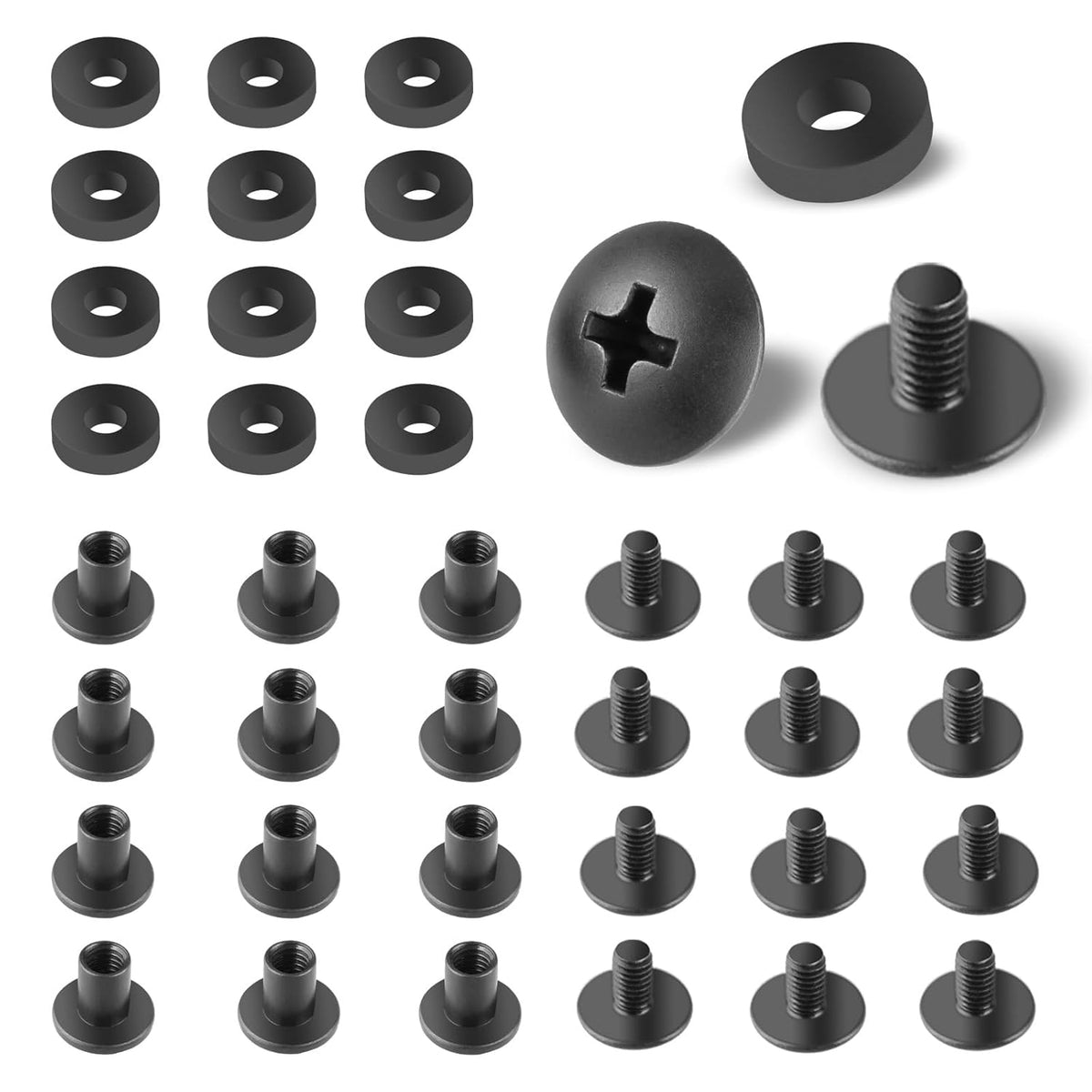 Black Chicago Screws, 12 Pack Holster Screw Kit for DIY Kydex and Leather Gun Holsters/Clips and Knife Sheaths