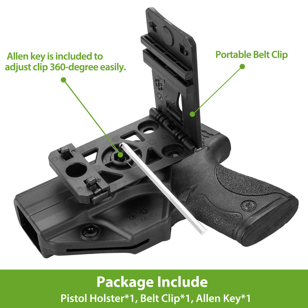 M&P Shield Holster, Polymer OWB Holster Fit Smith & Wesson M&P 9mm/.40 S&W Shield & Shield M2.0, No Button/Fast Draw/Quick Release Holster, 360 Degrees Adjustable/Trigger Lock System. Right Hand|Gun&Flower
