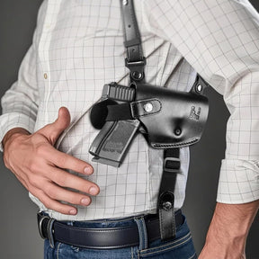 GUN & FLOWER Universal Leather Shoulder Holster Compatible with Glock 17/19/22/23, 1911, Taurus G2C/G3C, M&P 9, Sig P220/P226, 92FS, Right Hand
