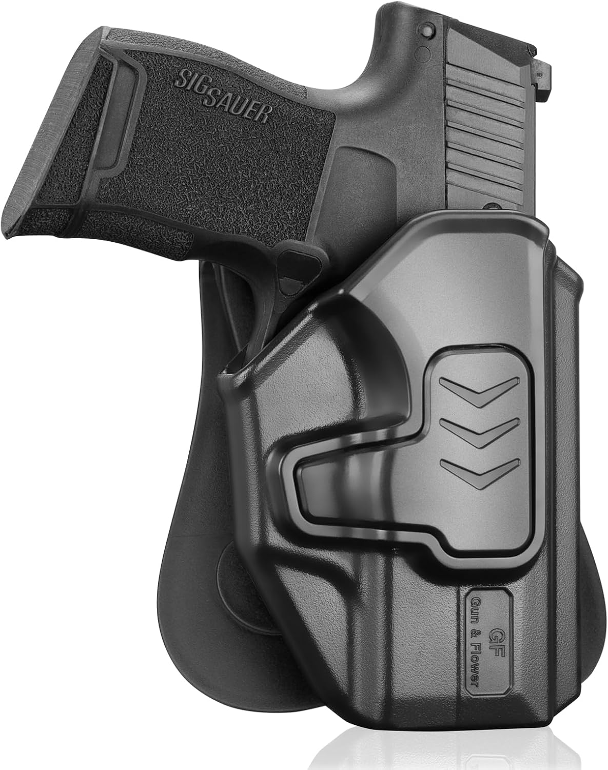 Gun & Flower OWB Paddle Holster with Silicone Backing, Compatible with P 365 / P365X / P365 SAS / P365 .380 ACP, Index Finger Release, 360° Adjustable Paddle, Outside Waistband Carry GUN & FLOWER