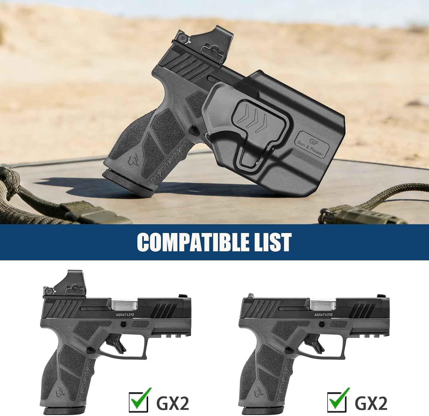 Taurus GX2 OWB Belt Clip Holster , Level II Retention Outside Waistband Holster, RDS Ready