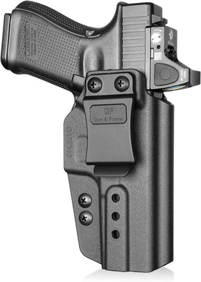 Glock 19/17/19X/45 IWB Holster - Optic Cut, Adjustable Cant & Height, Inside Waistband Concealed Carry, Fits Gen 1-6 + G34/G44/G32 Gen3-4 & Ruger RXM, Right Hand Black (OWB Ready) - GUN & FLOWER