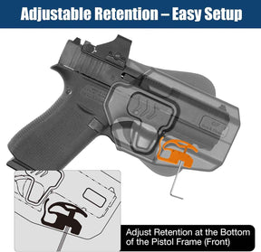 Level II Retention Glock 43 / 43X / 48 OWB Silicone Paddle Holster (MOS & Rail Versions) - Fits G43X MOS with/without Rail, Multiple Attachment Options, Right Hand
