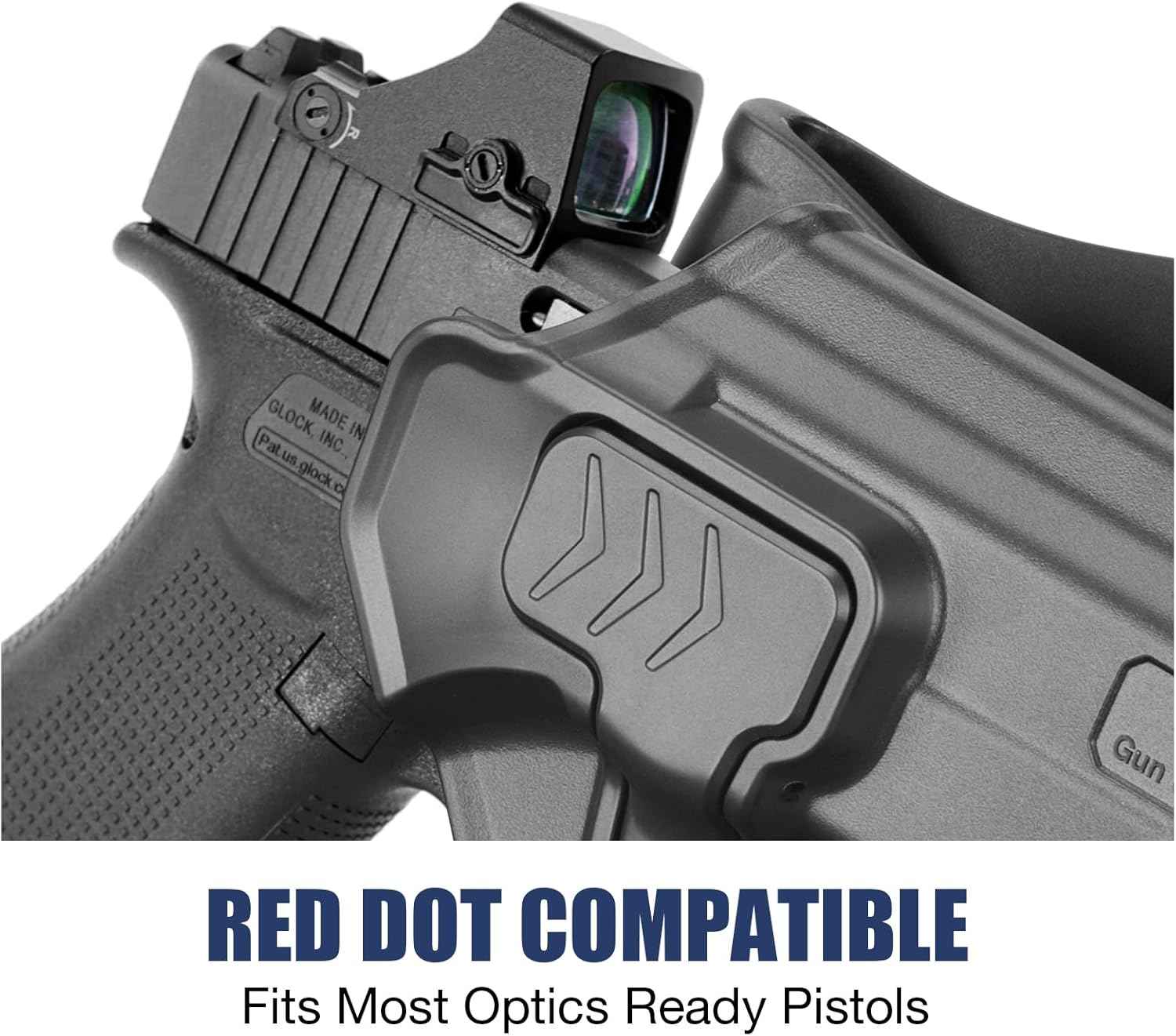 Level II Retention Glock 43 / 43X / 48 OWB Silicone Paddle Holster (MOS & Rail Versions) - Fits G43X MOS with/without Rail, Multiple Attachment Options, Right Hand