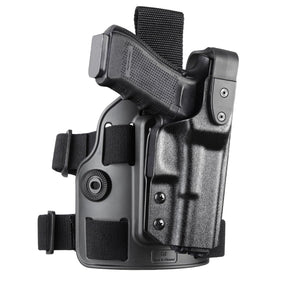 Gun & Flower Level II G17 Duty Drop Leg Holster for Glock 17/19/(Gen1-5)，Glock 22/23/31/32(Gen1-4), Glock 19x/G44/G45,Kydex Drop Leg Platform Holster, Law Enforcement Duty Holster,Right Hand