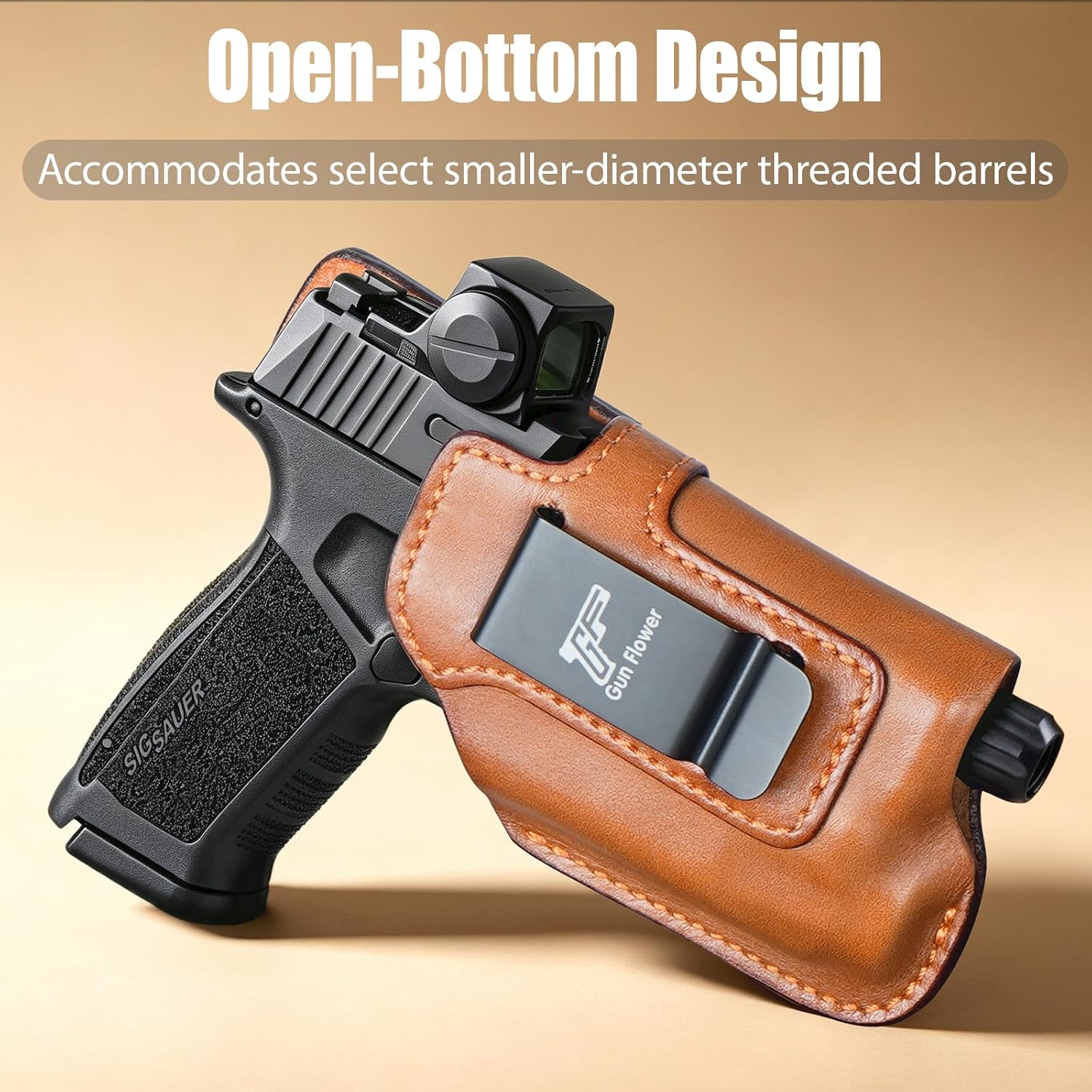 Sig Sauer P365 X-Macro IWB Leather Holster w/TLR-7 X Light - Light-Bearing Concealed Carry, Fits P365 X-MACRO / TACOPS / COMP, Optic Cut, 1.5"-1.75" Belts, Right Hand
