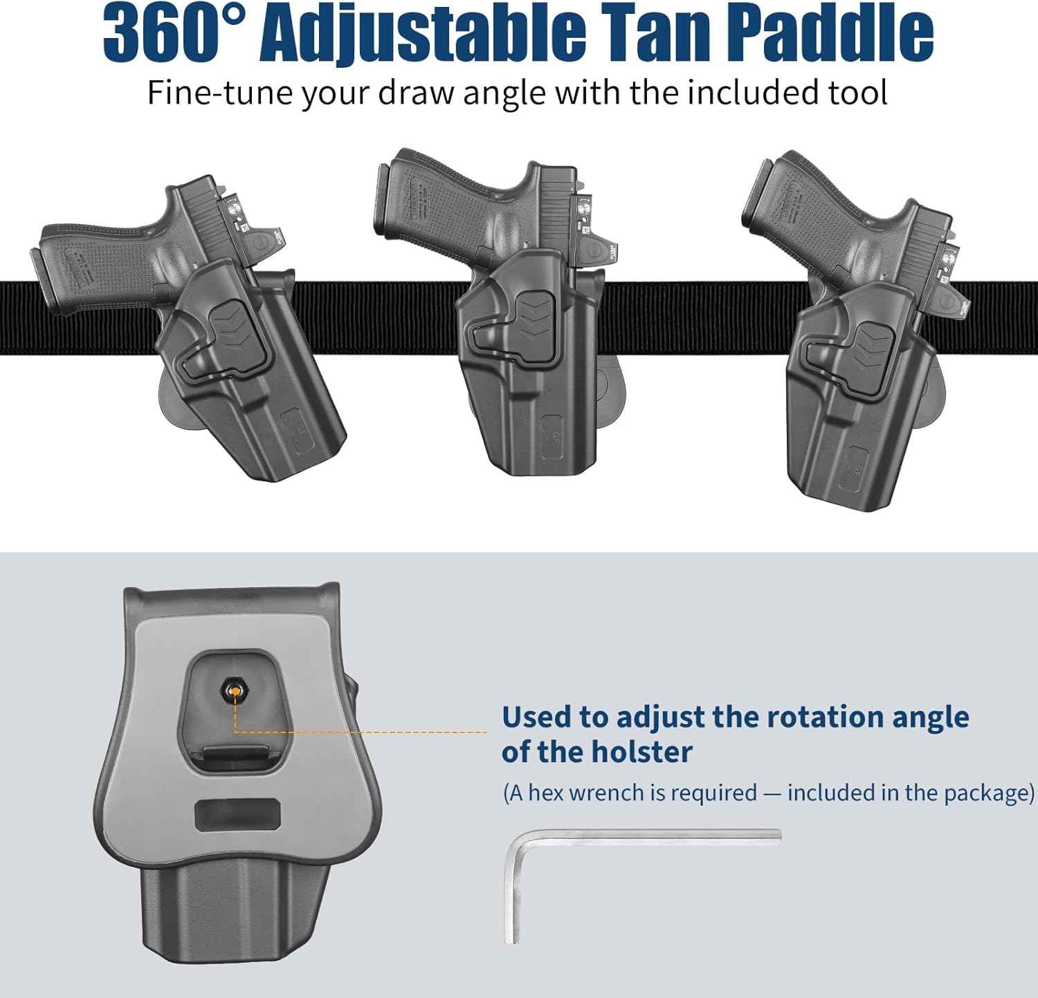 Glock 17/19/19X/23/45 OWB Holster - Level II Index Finger Release, Adjustable Retention, 360° Paddle, Precision Fit Right Hand