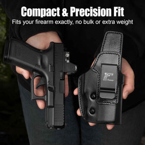 Gunflower  Glock 19/19X/23/32/44/45 Gen1-5 & MOS IWB Leather Holster - Optic Cut Custom Fit (Also PSA Dagger Compact & Ruger RXM), Premium Leather Concealed Carry, Fits 1.5"-1.75" Belt, Black Right Hand