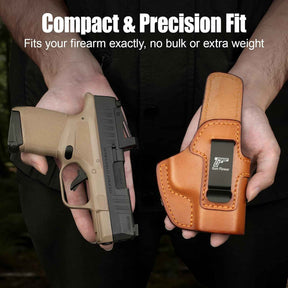 Springfield Hellcat / Hellcat OSP IWB Leather Holster - Optic Cut Concealed Carry, Appendix Inside Waistband, Fits 1.5"-1.75" Belt, Black Right Hand - GUN & FLOWER